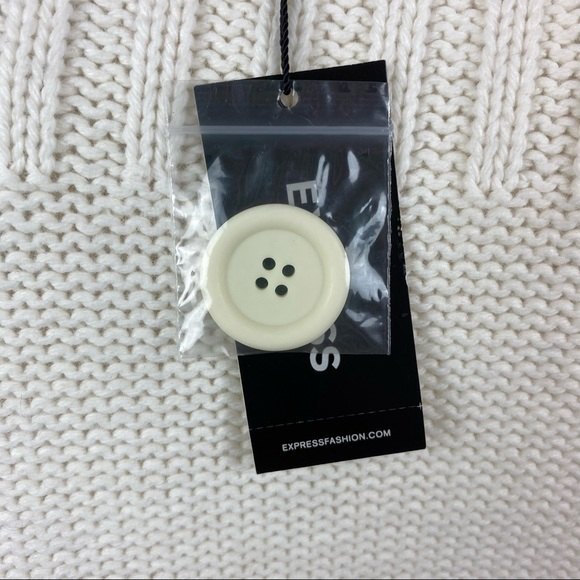 Express White Button Down Knit Sweater - Picture 7 of 9